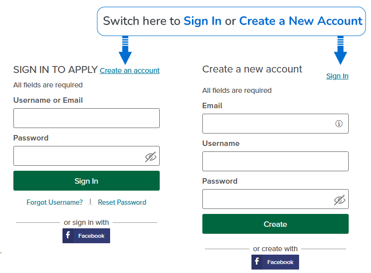 login and create user account example